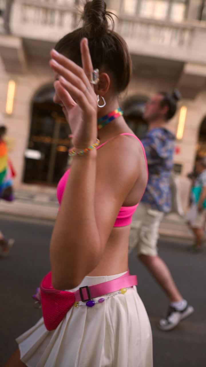 Woman at a Pride Parade
