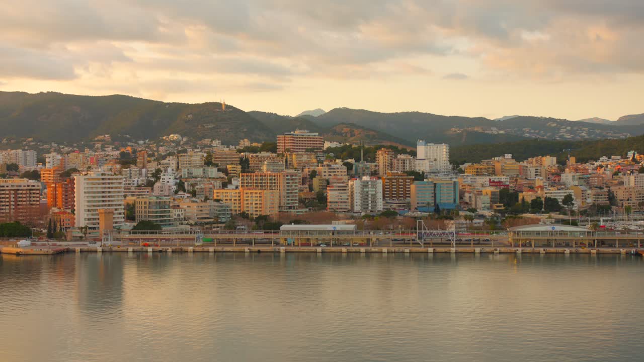 Palma de Mallorca Resort City At Sunset In Mallorca, Spain. Wide Shot