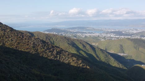 Schwenkaufnahme-Von-Wellington-City,-Gesehen-Vom-Hawkins-Hill,-Neuseeland