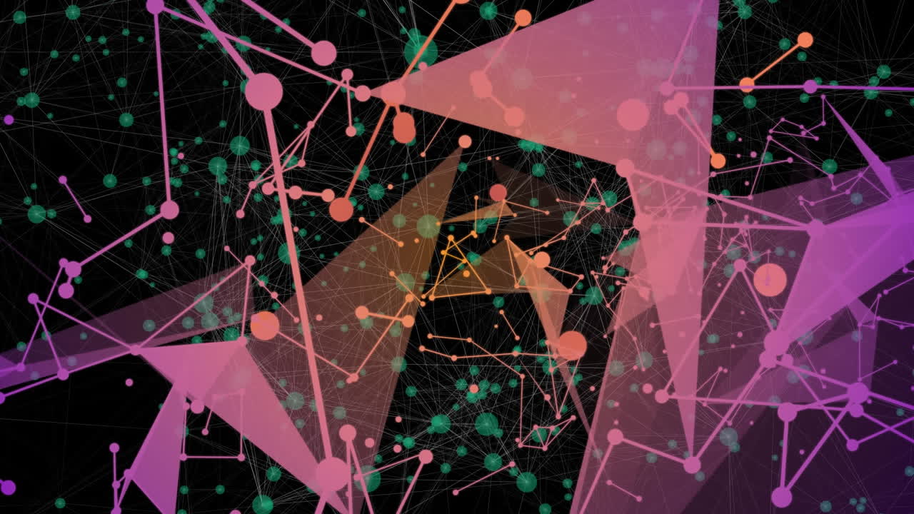 animación de formas que se mueven sobre una red de conexiones