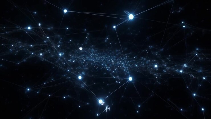 Abstract Digital Network Connection with Glowing Nodes and Lines