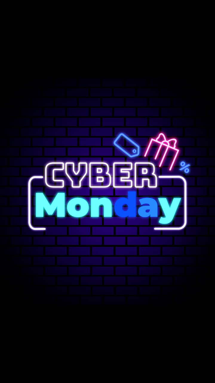 An animation of a Cyber monday concept with neon design