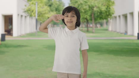 proud indian saluting to the camera in park