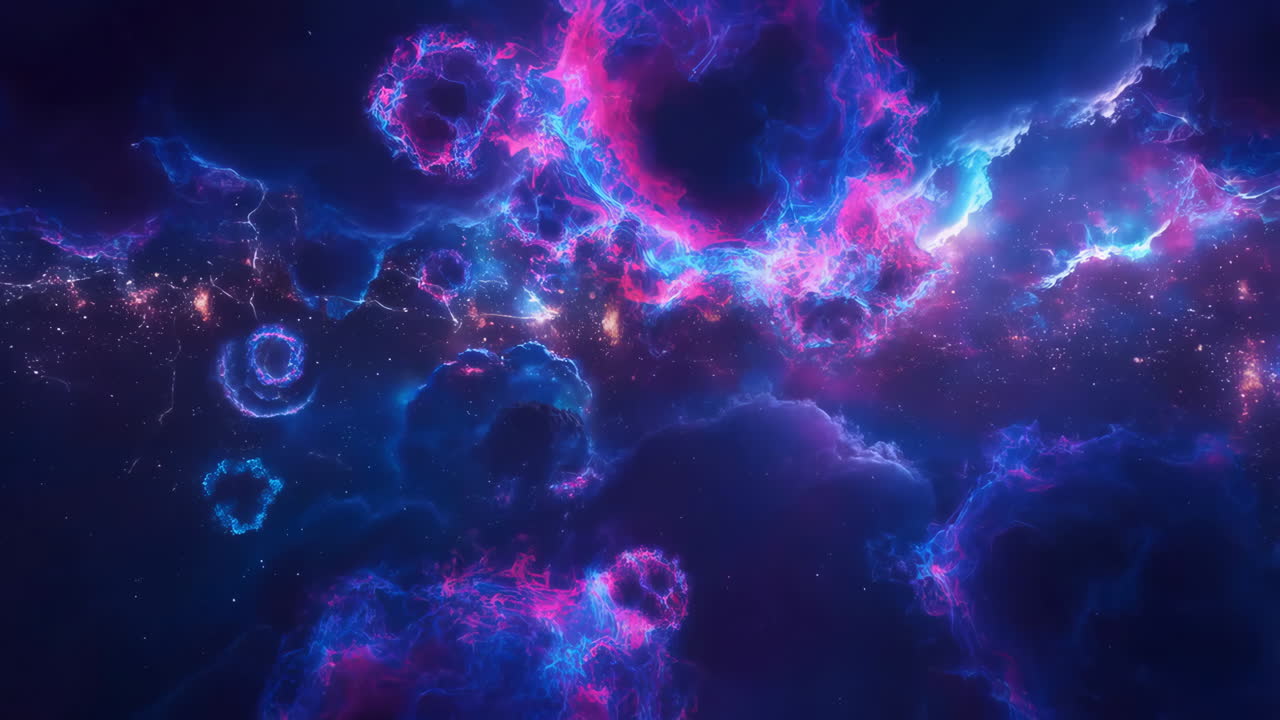 Vibrant Blue and Pink Cosmic Nebula