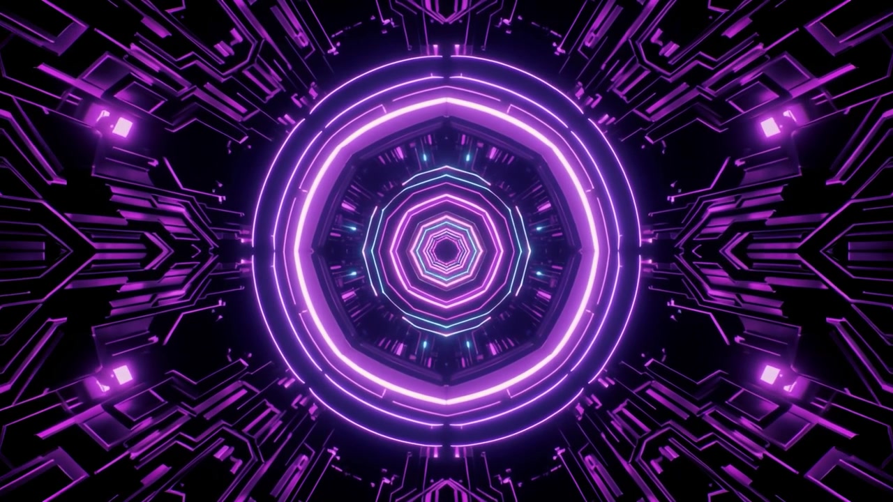 Seamless Loop of a Futuristic Neon Geometric Tunnel