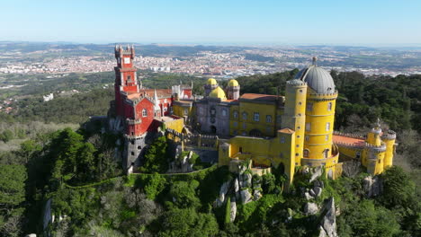 romantic architecture of pena palace aerial