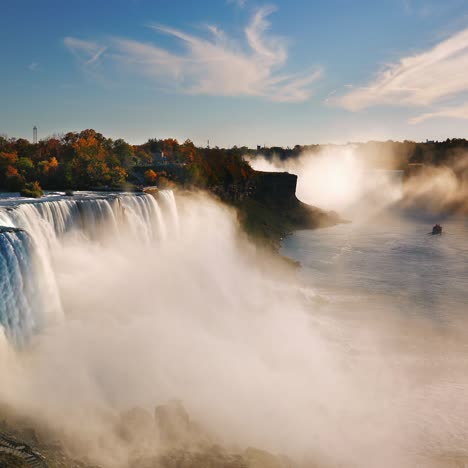 sunset over buildings of niagara falls on the canadian side of the river