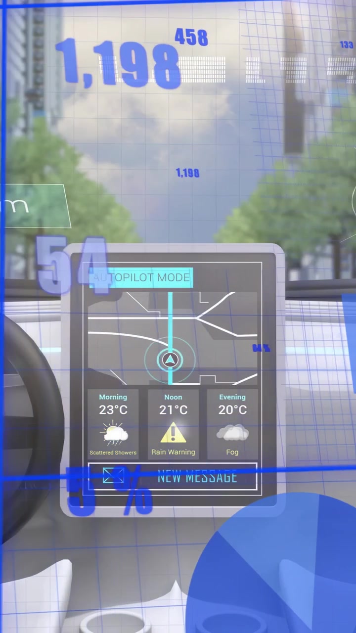 Video verticale: AUTOPILOTA in azione, tablet che alterna testo e mappa mentre una griglia AR scorre per i dati della mappa.