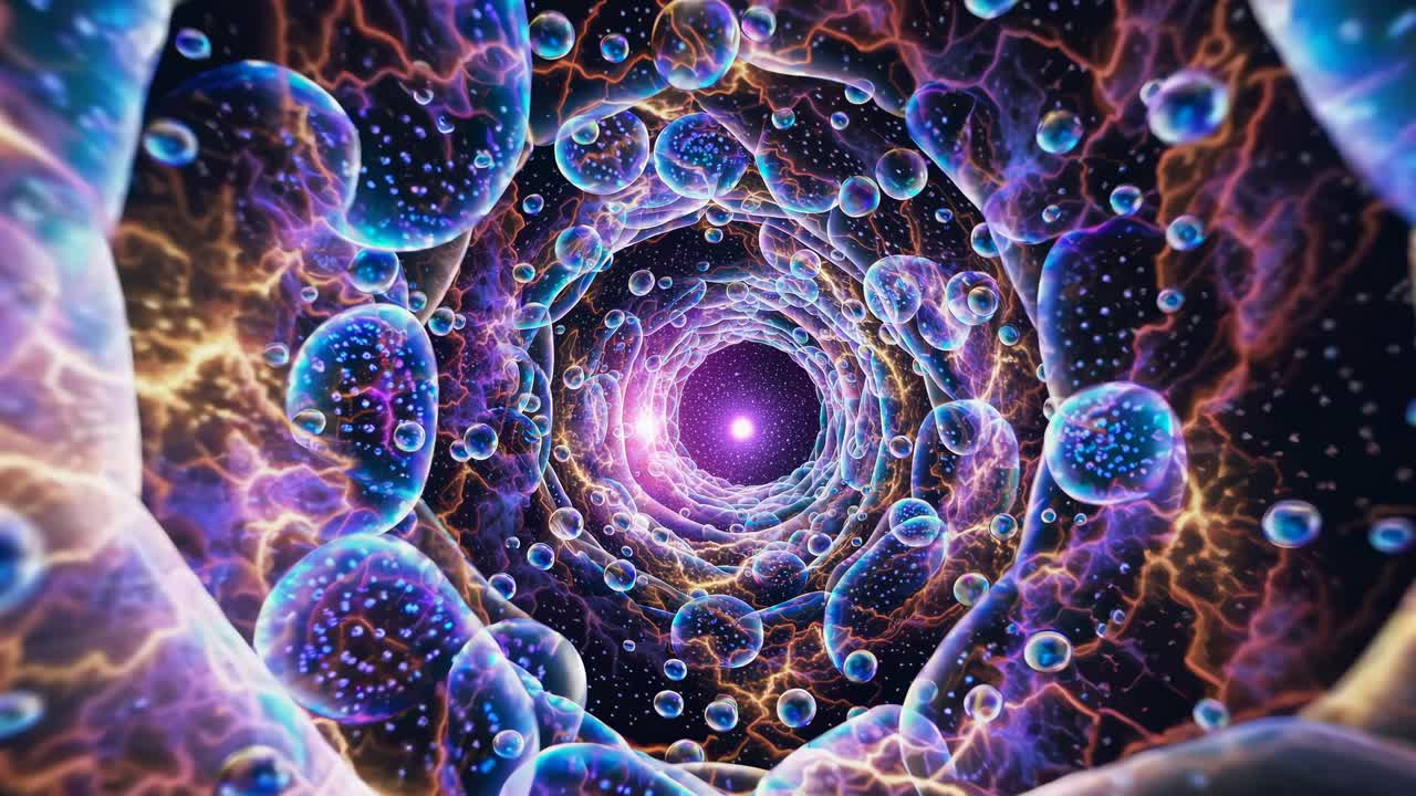 Vista vivida e astratta di un tunnel cosmico