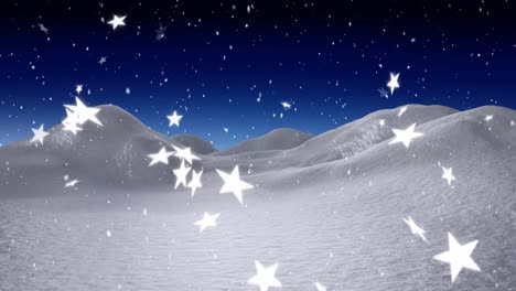 Nieve-Cayendo-Y-Campo-Por-La-Noche