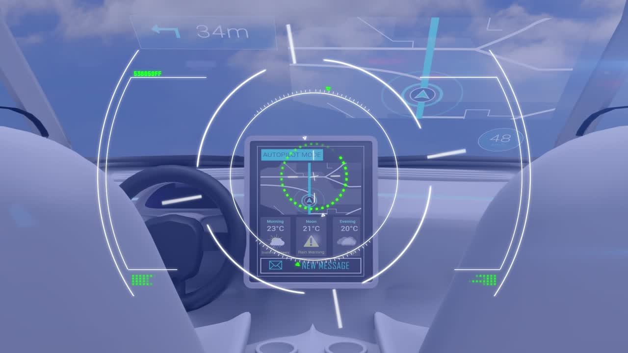 Animazione di elaborazione dati su auto