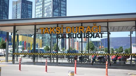 modern taxi station in a city