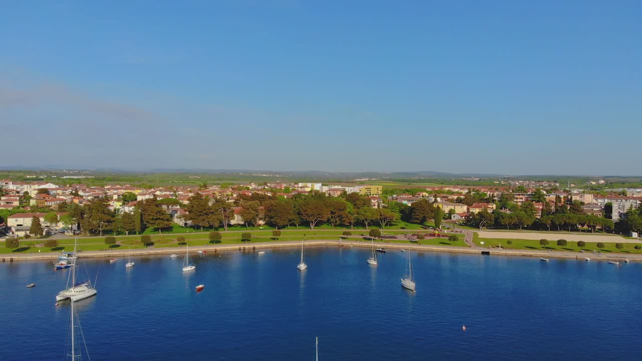 Aerial Approach Over Boats Hume Park Croatia