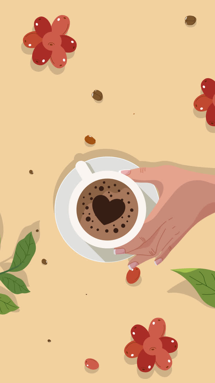 Motion Graphic of Flat background for international coffee day celebration