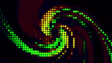 fondo gráfico de movimiento pixelado abstracto, bucle sin costuras. movimiento. vista superior del tornado giratorio con efecto retro
