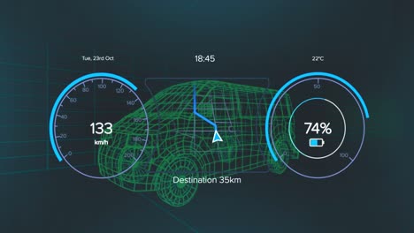 animation of network of connections with icons over scope scanning