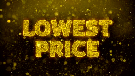 lowest pricetext on golden glitter shine particles animation.