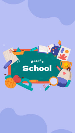 Motion-Graphic-of-Flat-back-to-school-background-with-school-supplies-and-blackboard