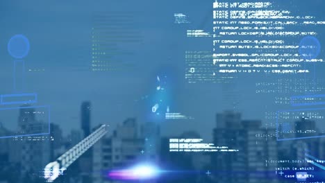 animation der datenverarbeitung über das stadtbild