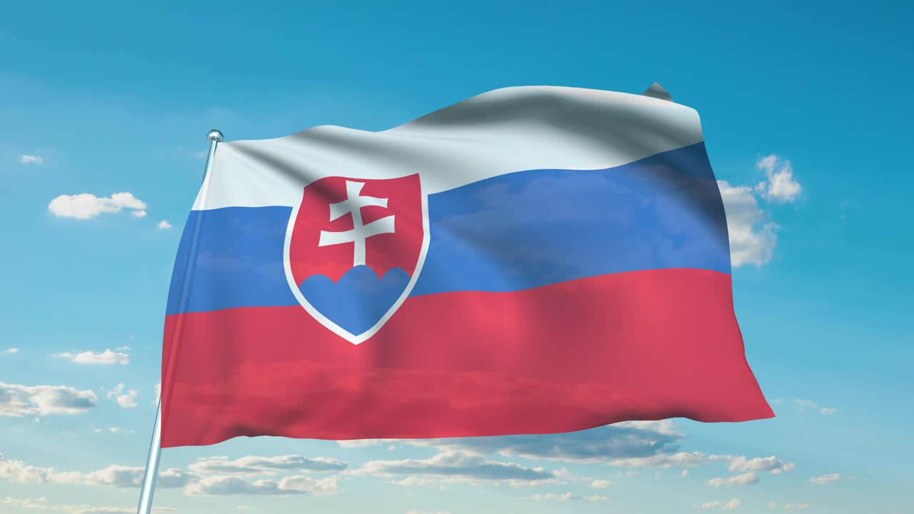 슬로바키아의 발은 구름이 가득한 하늘을 배경으로 천 구조로 (loopable)