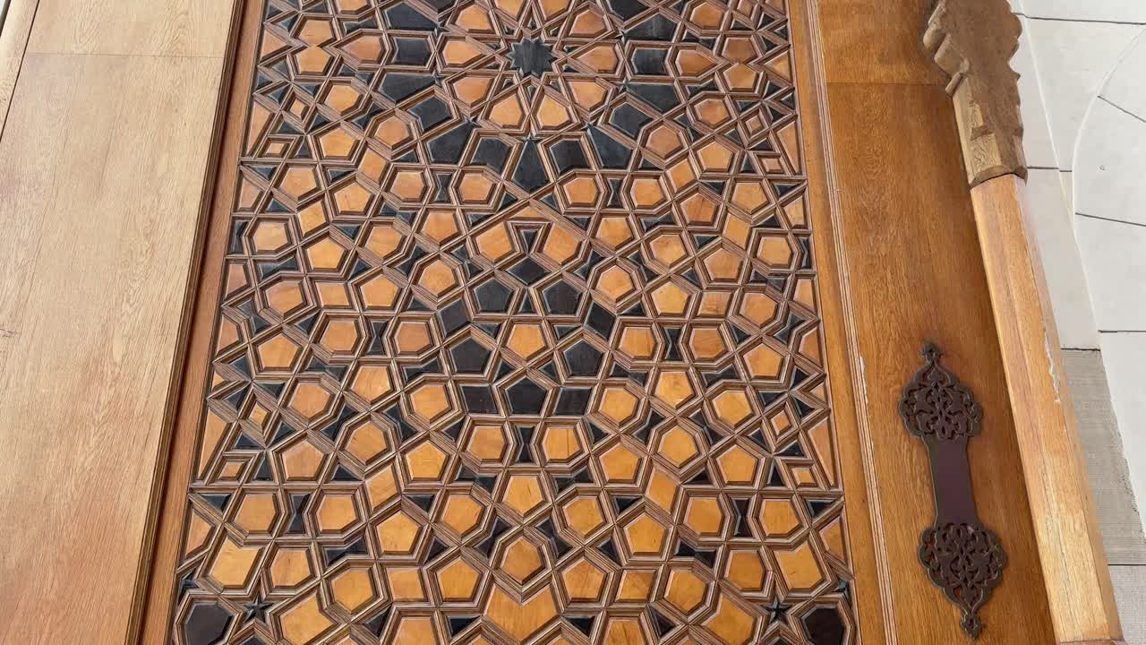Wooden door filmed at Camlica Mosque, Uskudar.