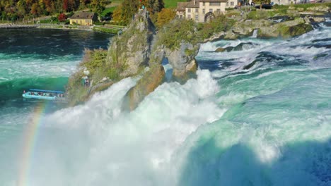 the rhine falls near zurich at indian summer, waterfall in switzerland