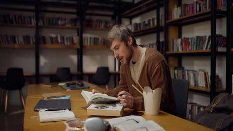 student studying in a library