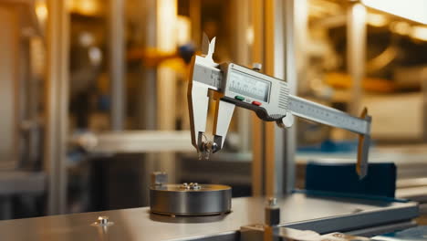 digital caliper measuring a small component in a factory
