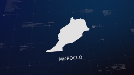 morocco country map comes to life with cinematic panning, unveiling key details, the capital, and slogan, providing an engaging background for corporate and commercial use