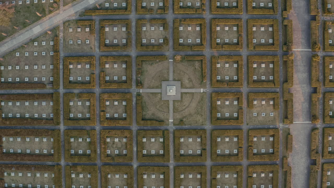 Aerial View of a Formal Cemetery Garden