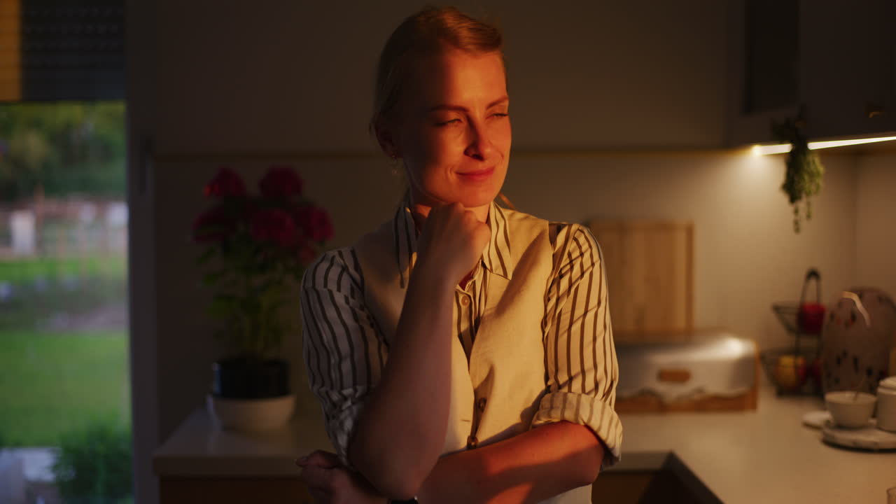 Joyful Pensive Woman in Sunlight