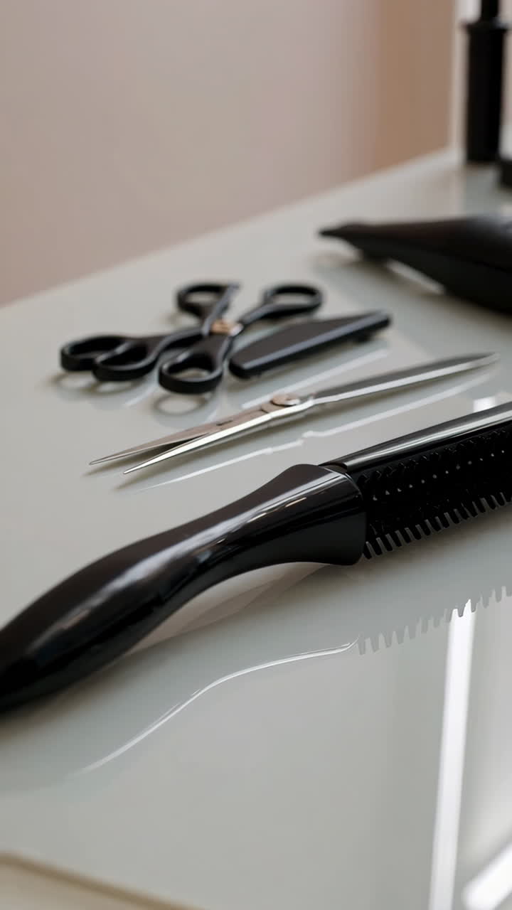 Professional Hair Salon Tools on a Table