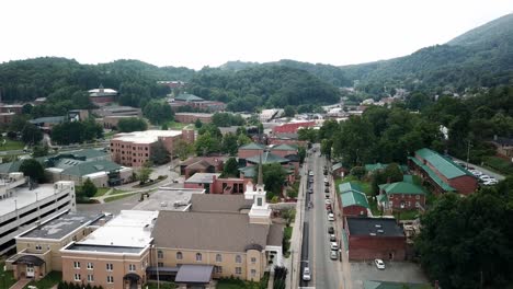 Aerial-high-over-First-Baptist-Church-in-Boone-North-Carolina