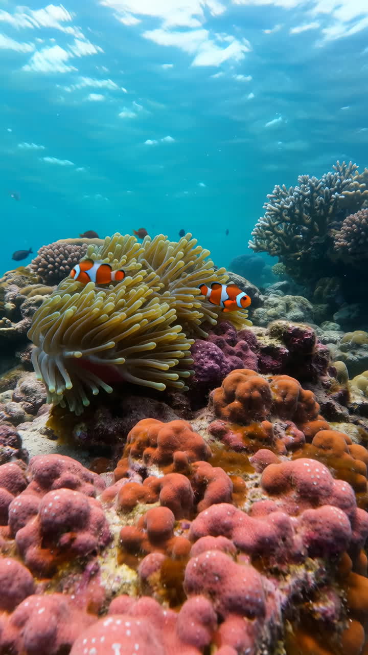 Clownfish in an Anemone on a Vibrant Coral Reef