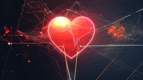A heart with a line through it is surrounded by a dark background. The heart is surrounded by a lot of lines and dots, giving it a very busy and chaotic appearance