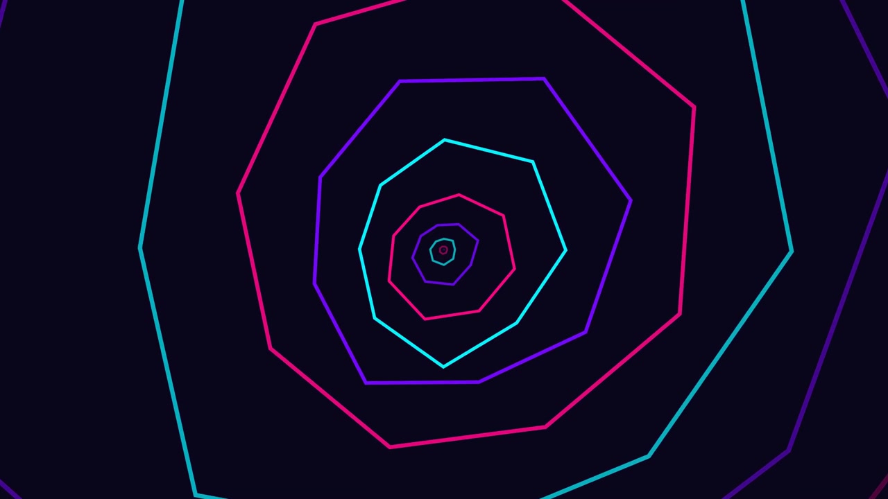 Animazione di un Tunnel Geometrico Astratto al Neon