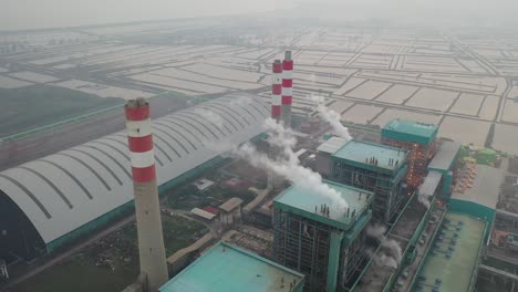 aerial view of a power plant complex