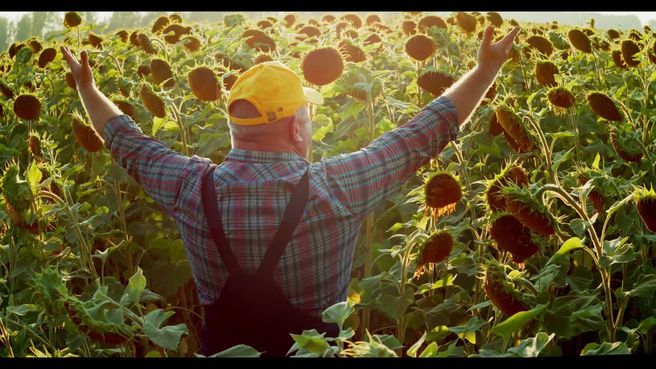 Farmer in a Sunflower Field