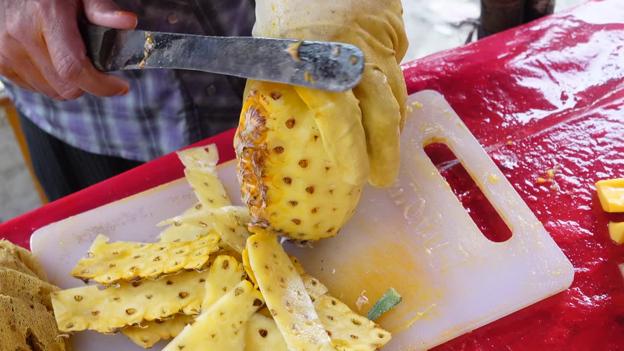 Cutting and Peeling Pineapple