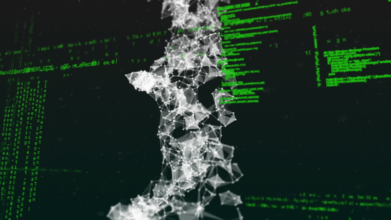 animación del hilado de cadenas de adn y procesamiento de datos médicos