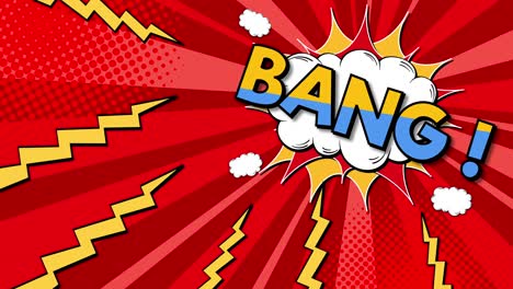 una explosión al estilo de los cómics con una animación de texto de "bang!"