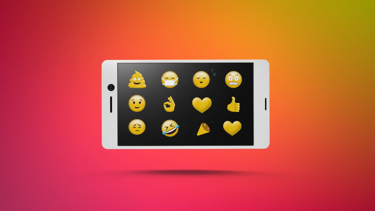 teléfono inteligente con un emoji en su pantalla para redes sociales