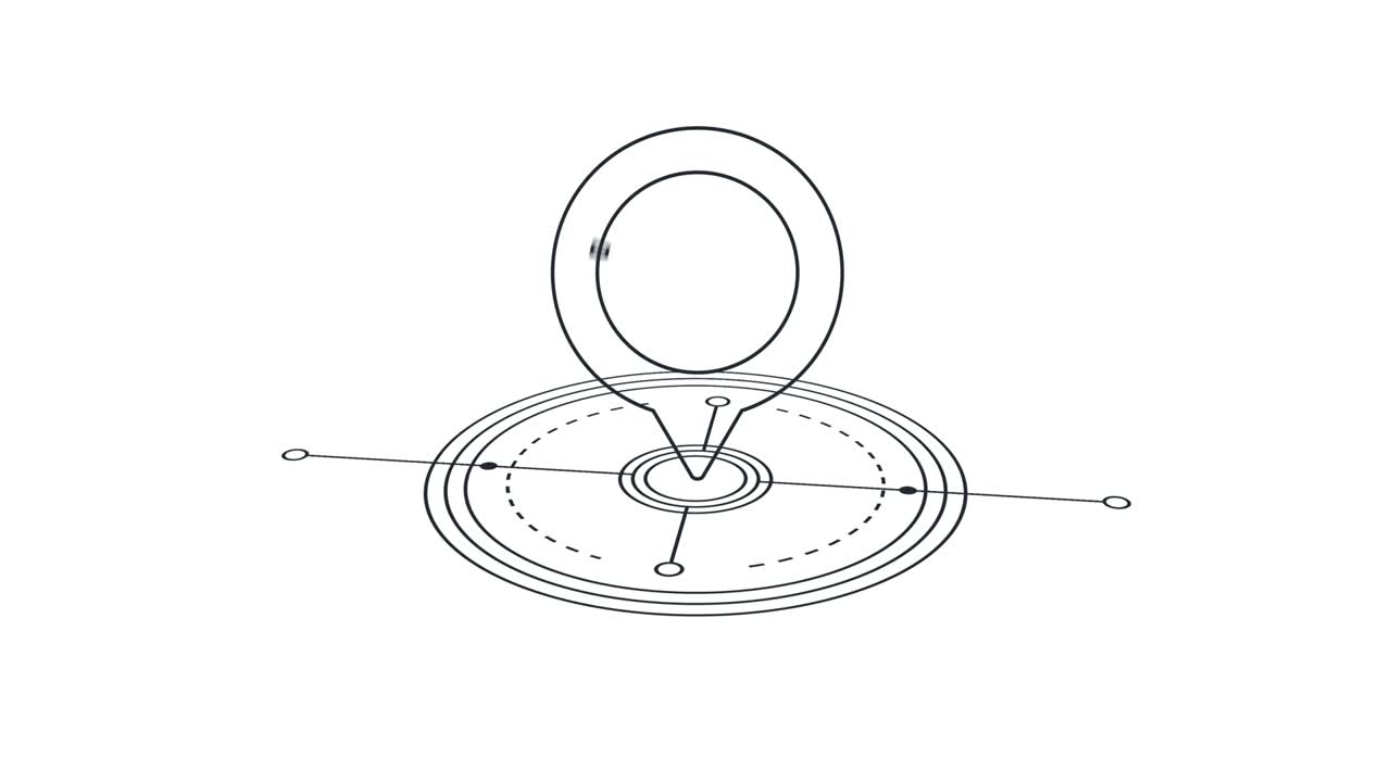Futuristic location pin. Animation Sci Fi Futuristic User Interface HUD Lock on Target. Location GPS or target video animation 4k with alpha matte channel
