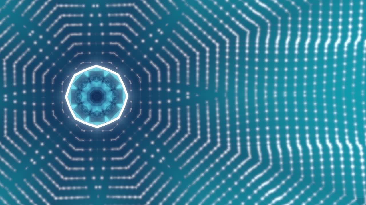 Spirographic concept. Loopable abstract animation of neon light pattern looking like flower.