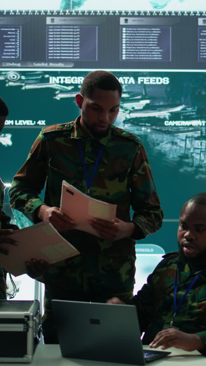Vertical Video Soldiers team analyze real time data collected by surveillance system
