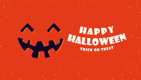 happy halloween lettering animation with pumpkin face