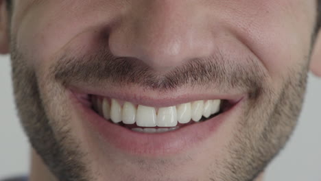 close up young man mouth smiling happy with beard dental health concept