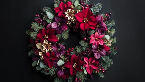 elegant christmas wreath with poinsettia and gold accents