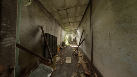 exploring an abandoned building: a dark and eerie hallway