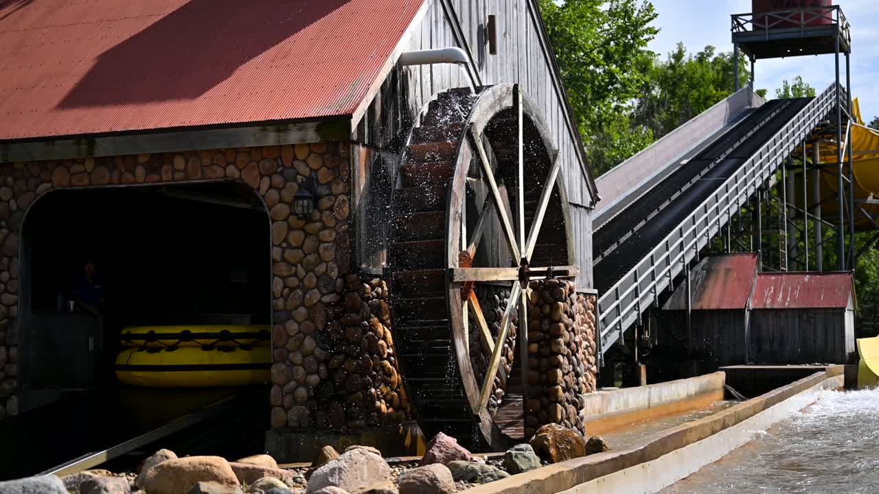 Water mill at a water park in adventureland